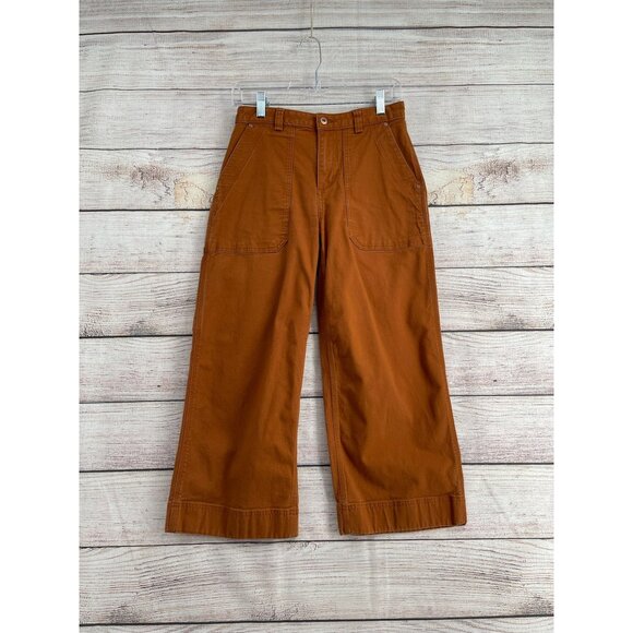 Duluth Trading Co DuluthFlex Fire Hose Ltd. Wide Crop Pants Women's Size 4 Rust - Picture 1 of 8